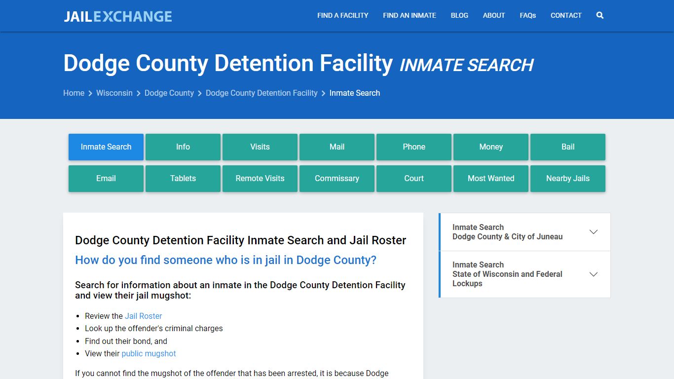Dodge County Detention Facility Inmate Search - Jail Exchange